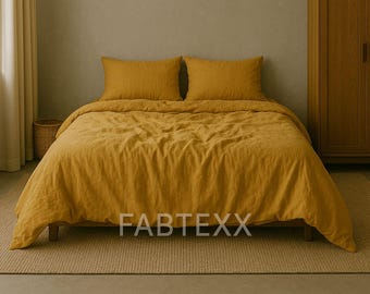 Funda nórdica de lino hecha a mano: Ropa de cama orgánica lavada a la piedra, sábanas suaves lavadas, funda nórdica tamaño queen, king, individual, doble, twin