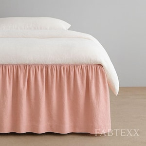 Leinen Bettrock Rüschen - Boho Luxuriös Natürlich Bio Europäischer 100% Flachs Bett Rock | Weihnachtsgeschenk - Maßgeschneiderter Leinen Rüschenbettrock