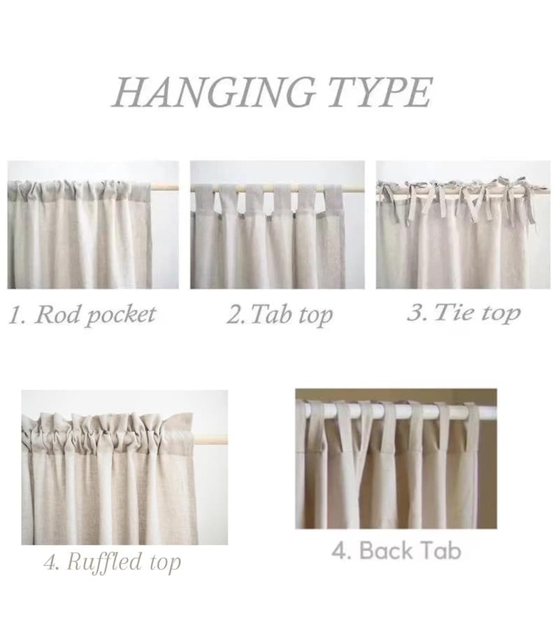 Linen Bed Canopy Curtain Four Corner Tent Bedroom, Extra Long Canopy Curtains for Home Decor, Bohemian Sheer Bed Canopy Curtains 1 Panel image 8