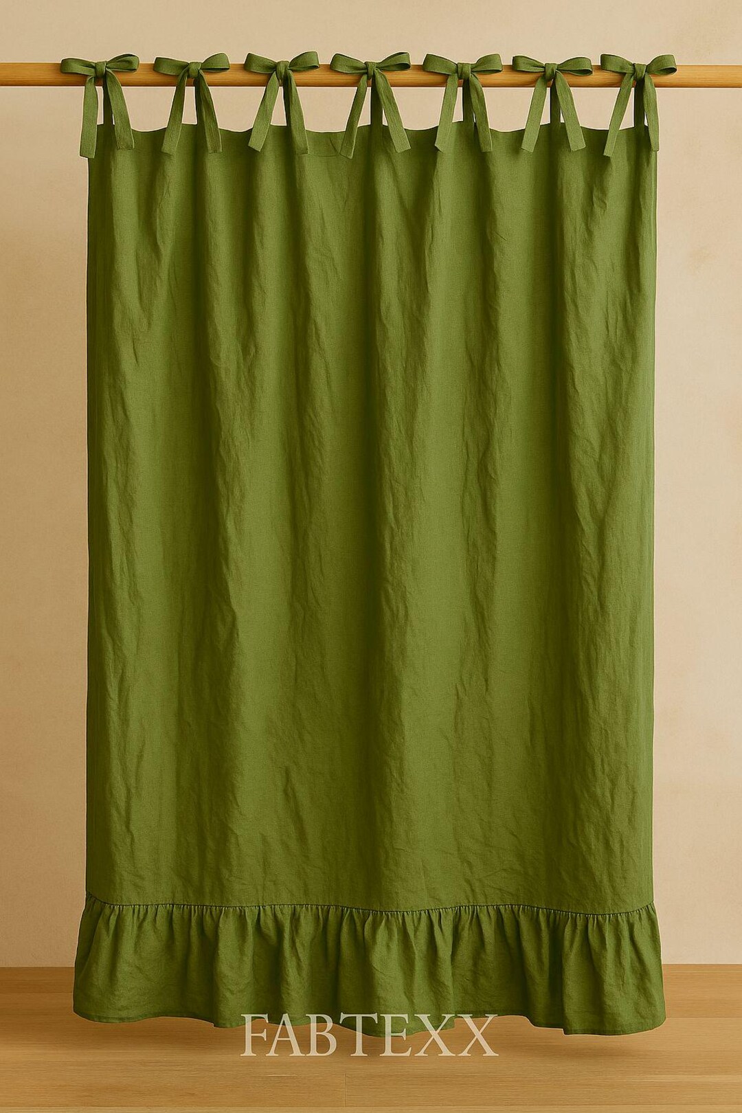 Linen Curtains With Ruffles (1 Panel) Extra Long Curtains Custom Washed ...