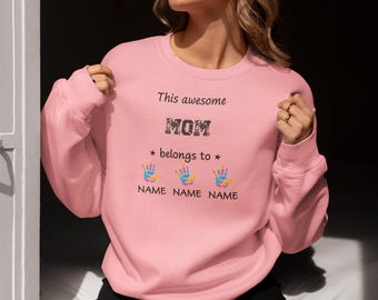 Benutzerdefinierte Mom Shirt personalisierte Mama Sweatshirt Kinder Name T-Shirt Hoodie Muttertagsgeschenk gemütliche Mama Bekleidung