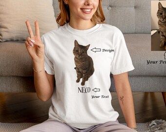Personalisiertes Haustier Foto Shirt Personalisiertes Hunde Katzen T-Shirt Haustier Gedenkgeschenk für Haustier Liebhaber Komfort Farben T-Shirt