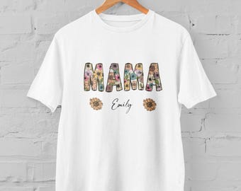 Benutzerdefiniertes Mama Shirt Personalisiertes Mom Sweatshirt Blumen Muttertagsgeschenk Kinder Name T-Shirt Hoodie