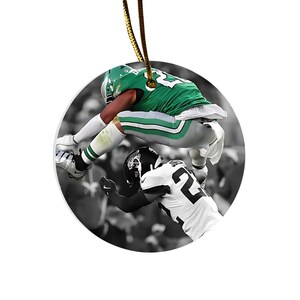 Barkley 26 Philadelphia Football Ornament — Eagles fan gift and vintage Philly design, perfect game day decoration and holiday keepsake for football lovers. Unique Philadelphia sports ornament Christmas decor, tree ornament, Philadelphia eagles gift philly football ornament featuring green bird team colors, glossy ceramic round or heart keepsake with vintage game day design, perfect holiday gift for football fans and philly supporters, sports-themed christmas decoration