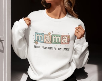 Benutzerdefinierte Mama Shirt Personalisierte Mom Sweatshirt Kinder Name T-Shirt Hoodie Muttertagsgeschenk Gemütliche Mama Bekleidung