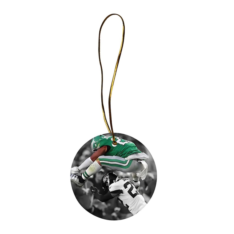 Barkley 26 Philadelphia Football Ornament — Eagles fan gift and vintage Philly design, perfect game day decoration and holiday keepsake for football lovers. Unique Philadelphia sports ornament Christmas decor, tree ornament, Philadelphia eagles gift philly football ornament featuring green bird team colors, glossy ceramic round or heart keepsake with vintage game day design, perfect holiday gift for football fans and philly supporters, sports-themed christmas decoration
