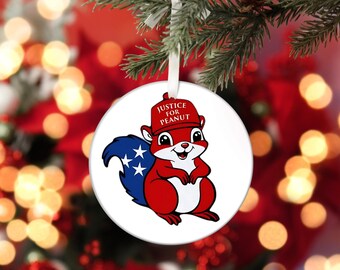 Lustiges Eichhörnchen-Verzierungs-Gerechtigkeit für Erdnuss-Weihnachtsdekor- Vaterländisches Karikatur-Geschenk für Tierliebhaber USA-Feiertags-Andenken