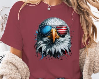 American Eagle Shirt Patriotisches USA-Flaggen-Grafik-T-Stück 4. Juli Freiheits-Komfortfarben T-Shirt