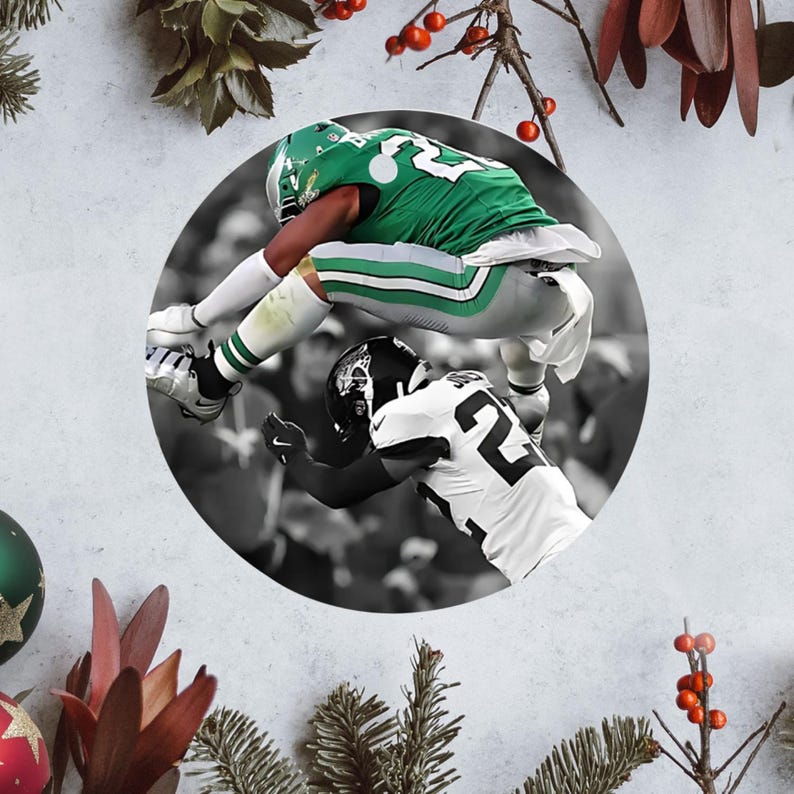Barkley 26 Philadelphia Football Ornament — Eagles fan gift and vintage Philly design, perfect game day decoration and holiday keepsake for football lovers. Unique Philadelphia sports ornament Christmas decor, tree ornament, Philadelphia eagles gift philly football ornament featuring green bird team colors, glossy ceramic round or heart keepsake with vintage game day design, perfect holiday gift for football fans and philly supporters, sports-themed christmas decoration
