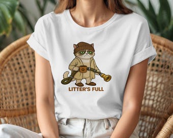 Lustiges Katzen-Shirt Katzenklo-Kaffee-Liebhaber-Geschenk-Weihnachtsmeme-T-Stück für Katzen-Väter Humor Komfort Farben Bekleidung