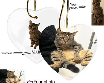 Personalisierte Haustier Foto Ornament Benutzerdefinierte Hund Katze Erinnerungsgeschenk mit Text Weihnachten Andenken