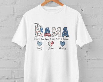 Bedrucktes Mama Shirt Personalisiertes Mama Sweatshirt 4. Juli T-Shirt Hoodie Muttertagsgeschenk