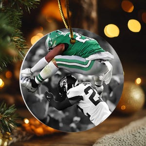 Barkley 26 Philadelphia Football Ornament — Eagles fan gift and vintage Philly design, perfect game day decoration and holiday keepsake for football lovers. Unique Philadelphia sports ornament Christmas decor, tree ornament, Philadelphia eagles gift philly football ornament featuring green bird team colors, glossy ceramic round or heart keepsake with vintage game day design, perfect holiday gift for football fans and philly supporters, sports-themed christmas decoration