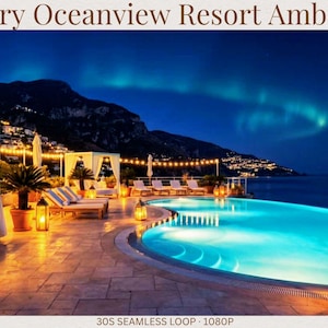 Luxury Infinity Pool Ambience | Oceanview Resort Night Loop 1080p
