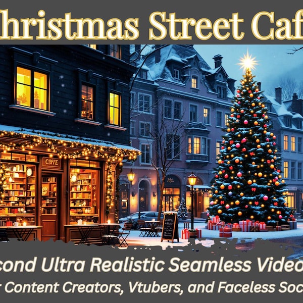 Christmas Street Cafe Ambience Background Video | 1080p 30s Seamless Loop