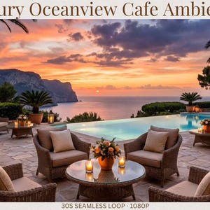 Luxus Oceanview Cafe Ambiente | Sonnenuntergang Terrasse Loop 1080p