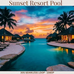 Sunset Resort Pool Background | Luxury Infinity Pool Loop