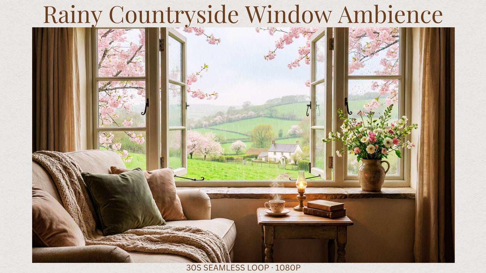 Rainy Countryside Ambience | Cozy Window View Loop | 30s Seamless ...