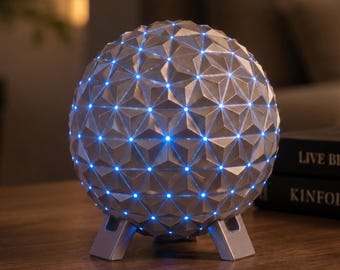 Spaceship Earth Night Light | EPCOT Sphere Lamp | 3D Printed Theme Park Decor | Color Changing Light