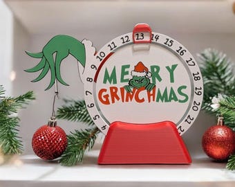 Cuenta atrás navideña del Grinch / Decoración navideña impresa en 3D / Adorno festivo para el hogar