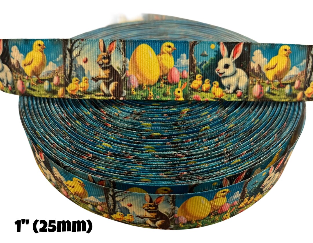 Grosgrain Ribbon: Springtime Bunnies and Chicks (5/8