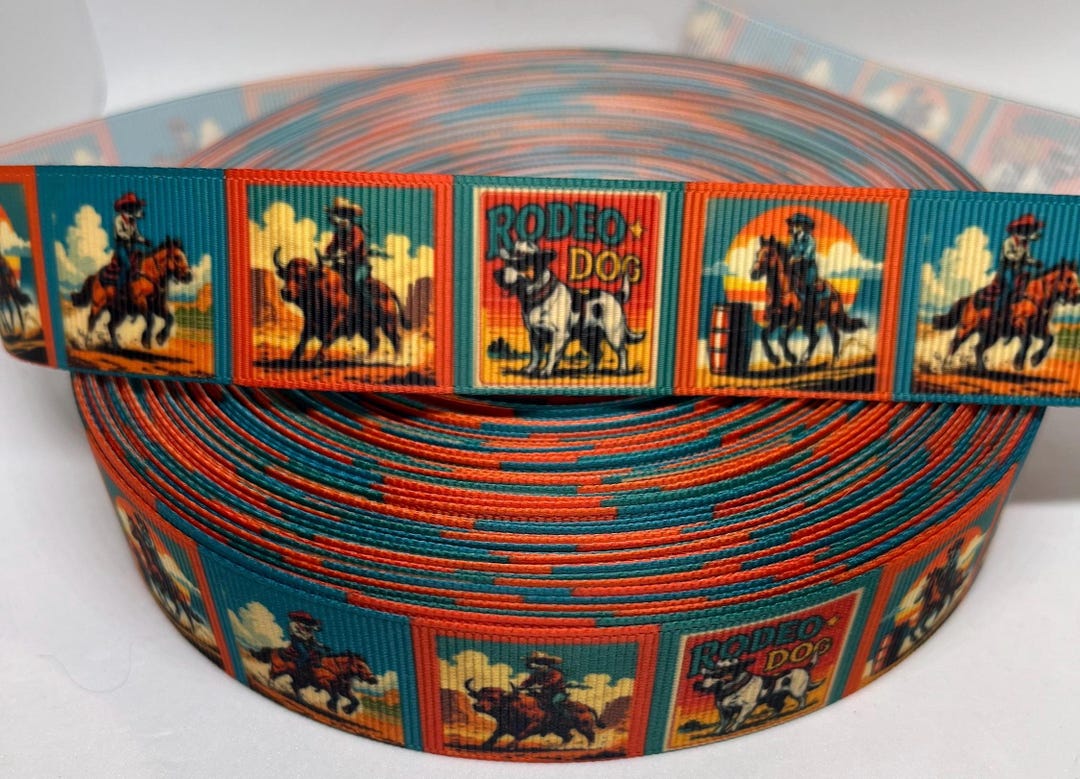 Rodeo Dog Grosgrain Ribbon: Cowboy Cowgirl Bull Rider Theme - 5/8