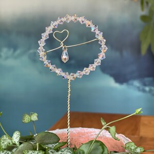 Handmade Crystal Heart Plant Marker Sprout Rainbows and Pure Joy image 4