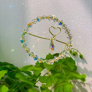 Handmade Crystal Heart Plant Marker Sprout Rainbows and Pure Joy image 2