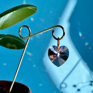 Charm de planta personalizado con forma de corazón de melocotón de cristal hecho a mano