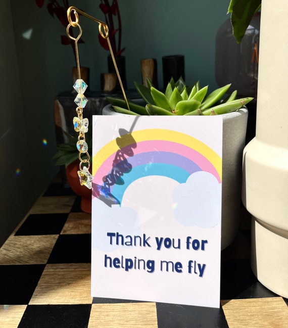 Kristall-Sonnenfänger Mit Dankeskarte – Regenbogenmacher Für Fenster, Geschenk Für Frauen & Kollegen