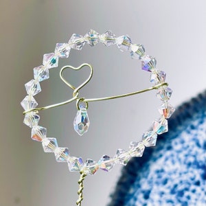 Handmade Crystal Heart Plant Marker Sprout Rainbows and Pure Joy image 1