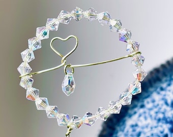 Handmade Crystal Heart Plant Marker - Sprout Rainbows and Pure Joy