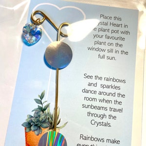 Handcrafted Crystal Heart Plant Marker Sprinkle Magic on Your Windowsill image 4