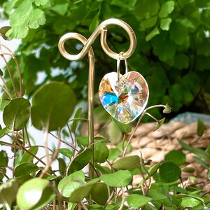 Handcrafted Crystal Heart Plant Marker Sprinkle Magic on Your Windowsill image 3