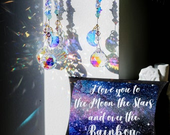 Crystal Suncatcher, I love you to the moon, moon pendant