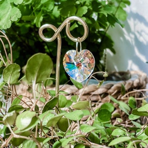 Handcrafted Crystal Heart Plant Marker Sprinkle Magic on Your Windowsill image 2