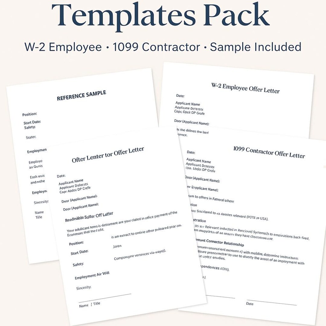 Offer Letter Templates Pack | W-2 Employee + 1099 Contractor + Sample ...