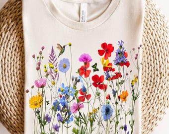 Wildflower Tshirt, Wild Flowers Shirt, Floral Tshirt, Flower Shirt, Gift for Women, Best Friend Gift Shirt, Floral Nature Lover Tee
