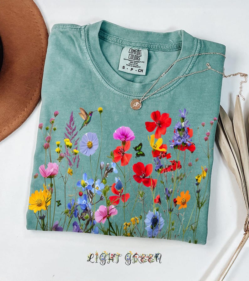 Vintage Pressed Flowers Shirt Comfort Colors®, Boho Cottagecore Tshirt ...