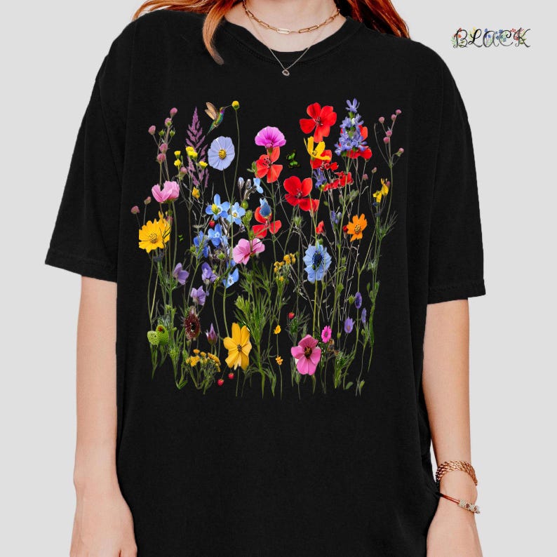 Vintage Pressed Flowers Shirt Comfort Colors®, Boho Cottagecore Tshirt ...