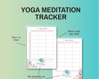 Nature Inspired Yoga Meditation Tracker - Printable PDF for Instant Download | Three Sizes