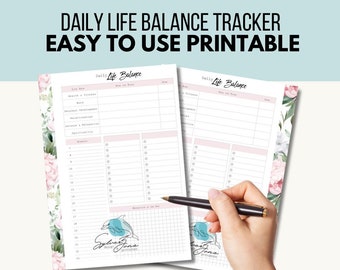 Nature Inspired Daily Life Balance Tracker - Printable PDF for Instant Download | Three Sizes