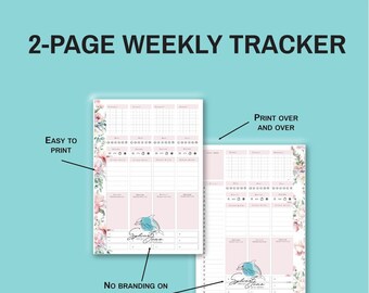 Nature Inspired 2-Page Weekly Tracker - Printable PDF for Instant Download | Three Sizes