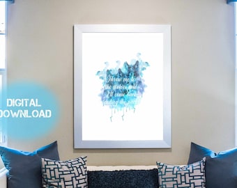 Wolf Pack "Throw me to the Wolves, and I'll Come Back Leading the Pack"- Wall Art Print for her Office, Living Room, Bedroom in Turquoise