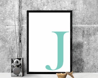 Personalised Initial Letter Wall Art | Choose Your Color - Pale Lilac, Pale Blue, Pale Aqua, Boss Babe Wall Decor, Girls Initial Print