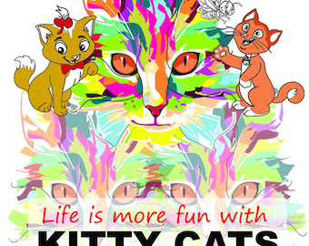 Kitty Cats Colouring Book for children, instant download, printable files