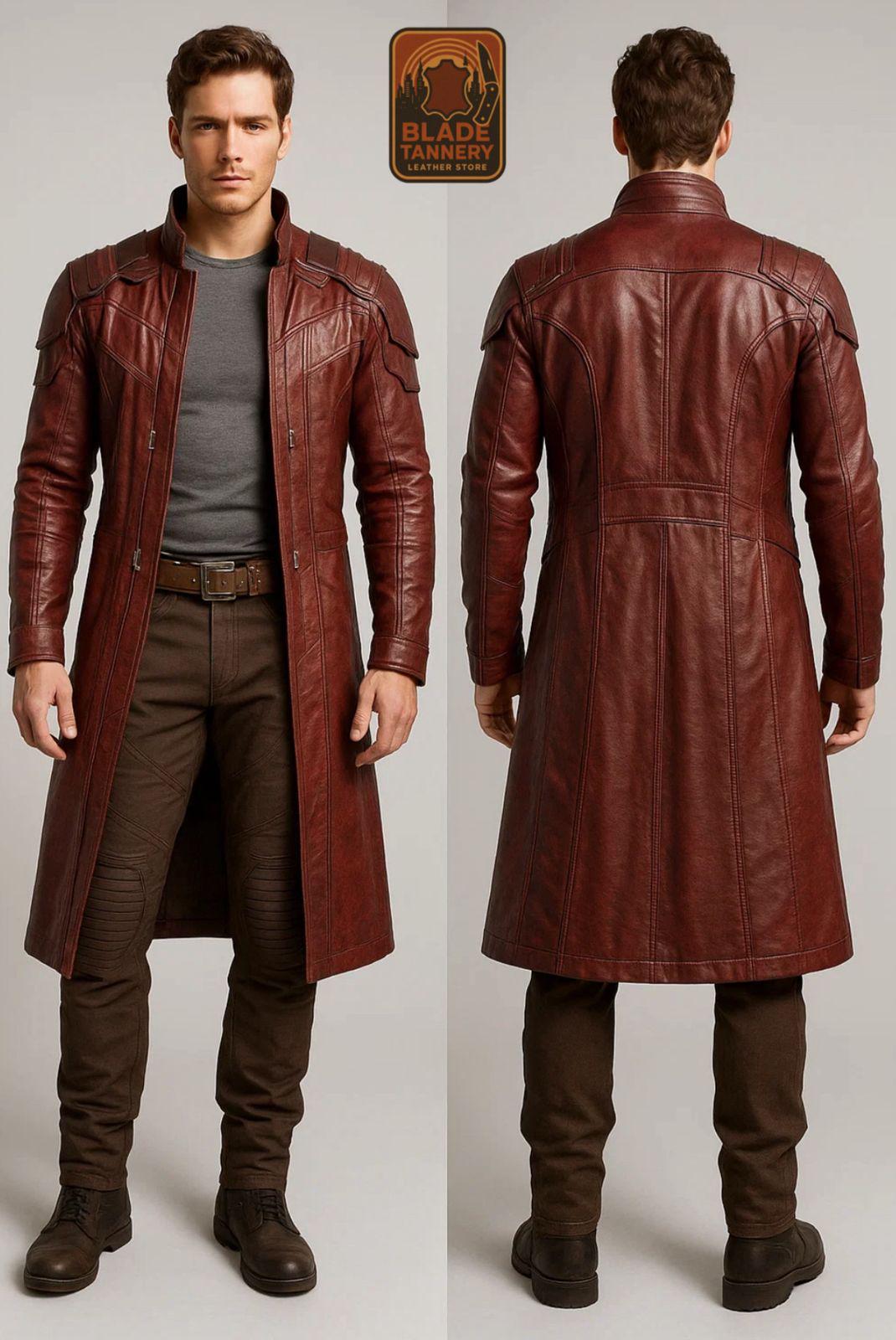 Star-lord Inspired Long Red Leather Trench Coat – Guardians of the