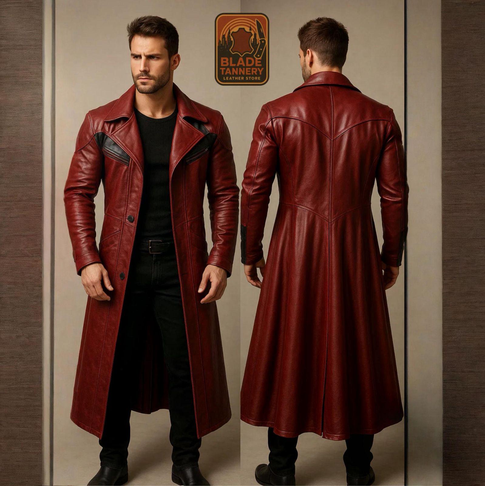 Dante Devil May Cry Inspired Red Leather Trench Coat: Gothic