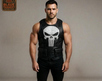 Punisher Leather Vest: Skull Tactical Armor, Comic Con Cosplay
