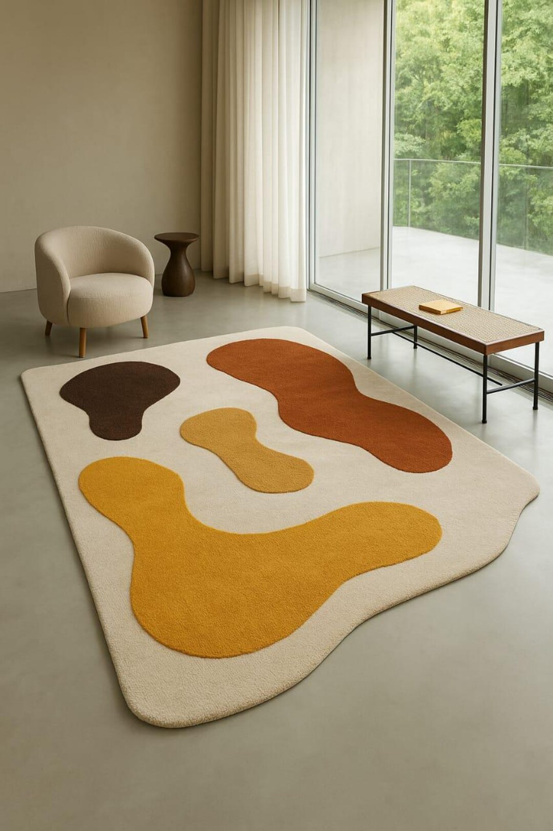 Modern Abstract Irregular Rug | Bold Mid Century Modern Area Rug for ...